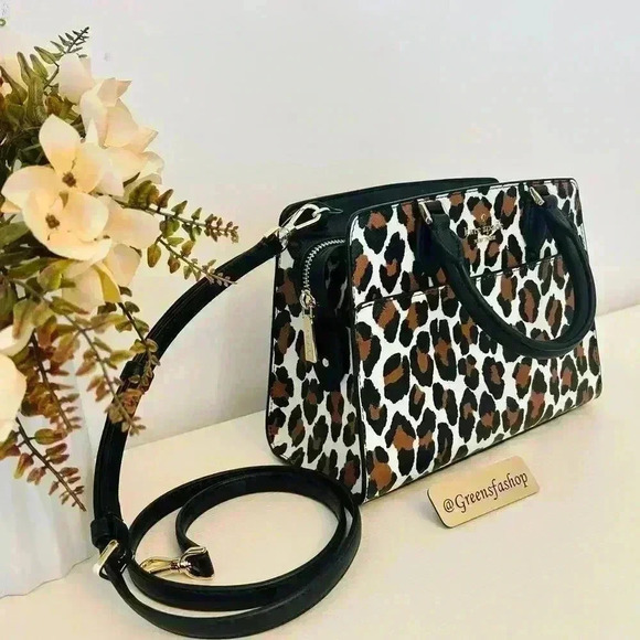 Kate Spade Purse Madison Spotted Animal Printed Satchel Leopard - Picture 3 of 11